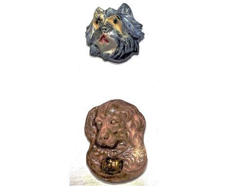 2 Large 1940's ceramic buttons of two different breeds of dogs..Here is a very unusual pair of DOG buttons to find. These but