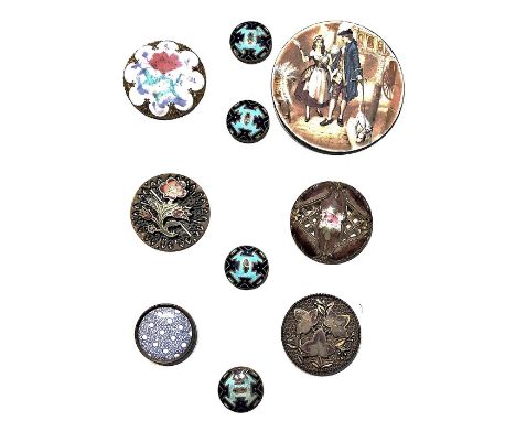 10 S/M/L 19th &amp; 20th century assorted techniques in enamel.This lot includes an extra large figural enamel signed "Joy" f
