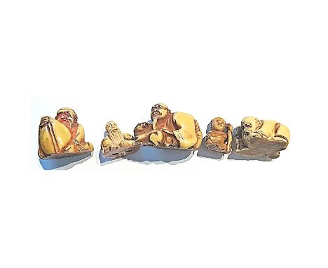 A group of 5 large size 20th century division 4 Netsuke.These are classified in the NBS in division 4. The Asian people didn'