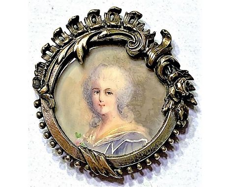 1 Large size 19th C, painting on natural material under glass.This is a finely detailed hand painted portrait. I always remem