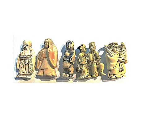 A group of 6 large size 20th century division 4 Netsuke.These are classified in the NBS in division 4. The Asian people didn'