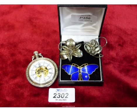A filigree floral brooch and necklaces, enamel brooch by CC.Sporrong &amp; Co, Stockholm etc.