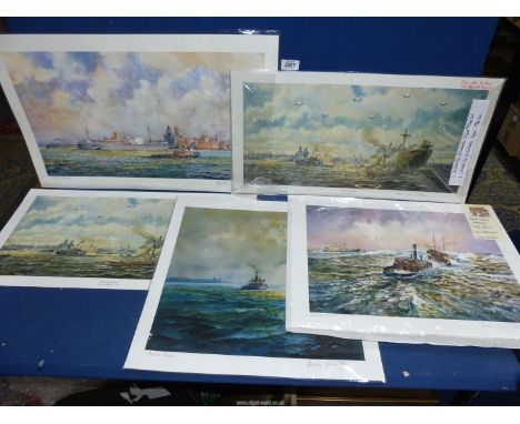 Brian Entwhistle: five signed prints of seascape scenes.