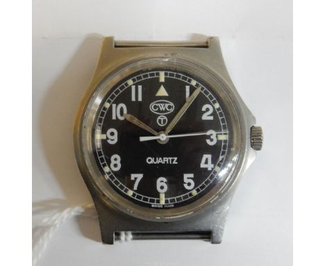 A Military quartz movement watch believed to require a battery, with broad arrow mark to back and number :-WID/6645-99., 5415