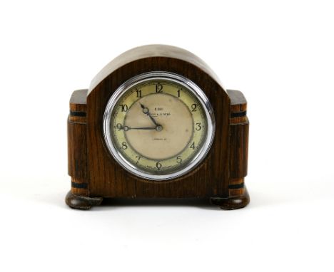 John Logie Baird, oak cased Mappin and Webb mantel clock, a wedding present from John Logie Baird to William Taynton, inscrib