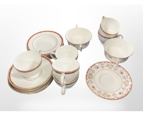 18 pieces of Wedgwood Colorado porcelain tea china and a further pair of twin-handled tea bowls on saucers in the Bianca patt