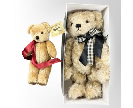Two Merrythought teddy bears, one boxed.
