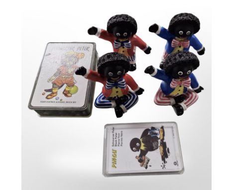 Two sets of German playing cards and four Shudehill Golly figures. Notice from the the-saleroom.com: These items are listed o