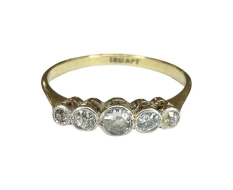 An 18ct gold and platinum five-stone diamond ring, size P CONDITION REPORT: 2.2g
