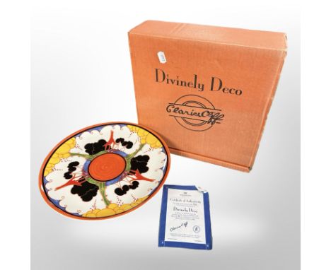 A Wedgwood Divinely Deco Clarice Cliff-inspired pedestal tazza, limited edition No. 92 of 2999, boxed with certificate, diame