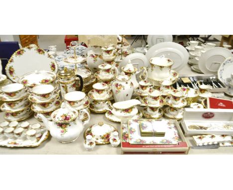 An Extensive Royal Albert Old Country Rose pattern Dinner, Tea and Coffee service for eight, inc two tureens, coffee pot, tea