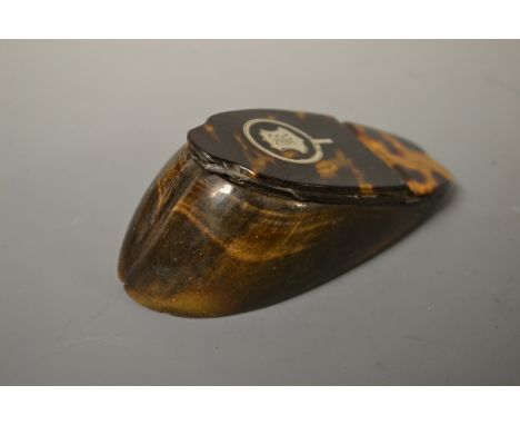 A 19th century tortoiseshell mounted hoof snuff box