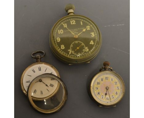 Watches - an S Smith & Sons  (MA) Ltd base metal cased pocket watch, black dial, luminous Arabic numerals, subsidiary seconds