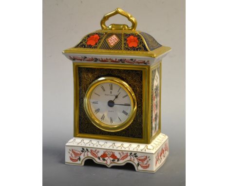 A Royal Crown Derby 1128 Imari mantel clock, first quality