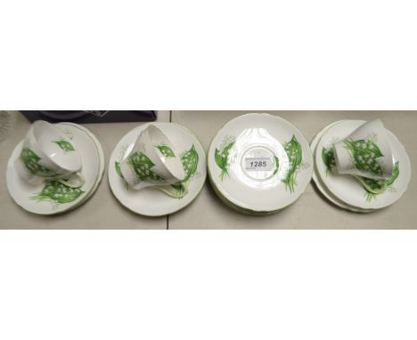 A part Shelley Lily of the Valley  tea service, comprising six tea plates, side plates, three teacups, printed marks, 13827