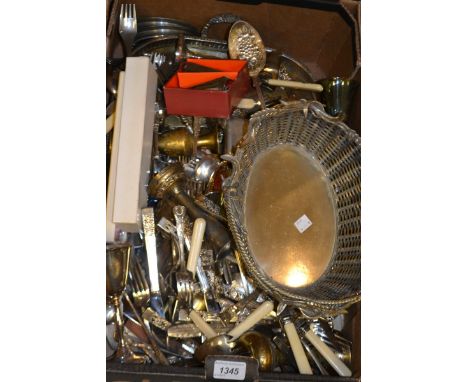 Silver Plate - an octagonal tray; fruit basket; trays; goblets; flatware; etc.