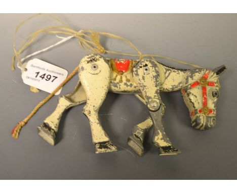 A novelty Muffin the Mule tinplate puppet