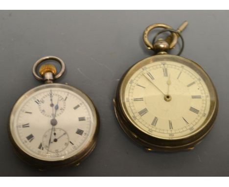 A 19th century continental 935 silver open face pocket watch, white dial, Roman numerals, 0-300 outer track, key wind movemen