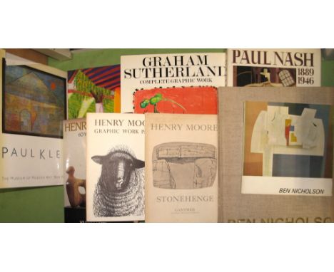 [MODERN BRITISH ART] small coll'n of books &amp; exhibition catalogues, Hockney, Moore, Nash, Sutherland, Nicholson; &amp; a 