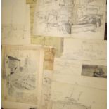 SILAS (Ellis Luciano) collection of loose sketches (9 maritime studies relating to the shipwreck
