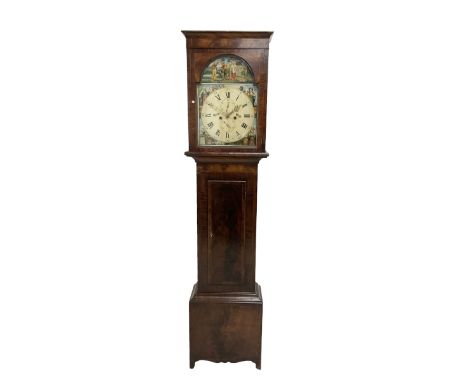 George McGill of Paisley - 19th century Scottish west-coast 8-day mahogany longcase c1830, long hood with a flat pediment, so