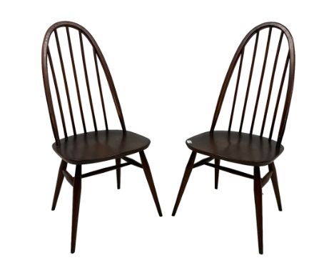 Ercol - pair dark elm 'Quaker Back Windsor Dining Chairs', with hoop and stick backsDimensions: Height:&nbsp;97cm&nbsp; Lengt