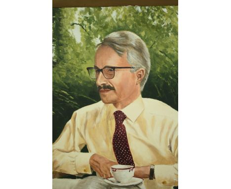 Oil on board, male portrait, unsigned. H.97 W.84cm. 