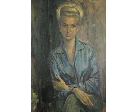 Vasco Lazzolo (1915-1984), oil on canvas, a seated portrait study, signed. H.100 W.68cm. 