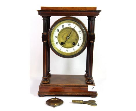An Edwardian mahogany mantle clock, H. 30cm.