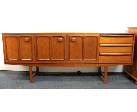 A 1970's vintage teak sideboard, W. 182cm , H. 72cm.