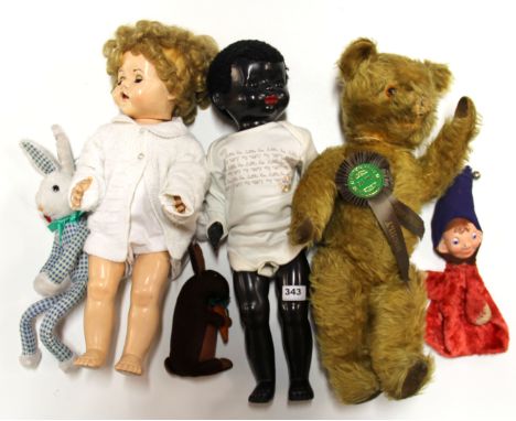 Two vintage dolls and other toys.