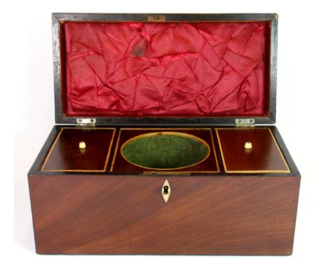 A Regency mahogany tea caddy, W. 30 x 14 x 14cm.