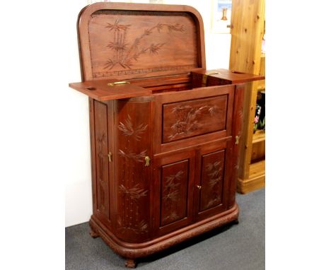 An Oriental vintage teak cocktail cabinet, W. 91 x 44 x 105cm.