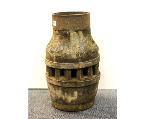 Architectural Salvage Interest, an early wood and iron water mill wheel hub, H. 46cm.