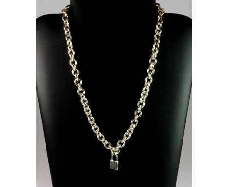 A 925 silver Tiffany style chain necklace with a lock pendant.