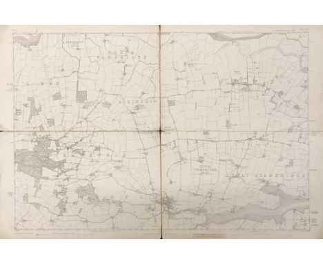 A large folded linen Ordnance Survey map of Stanbridge, Orwell and Rochford Hundred dated 1889.