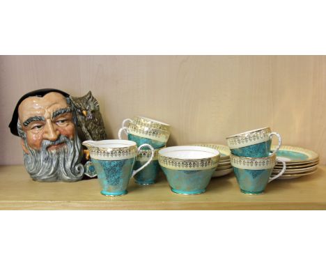 A Royal Grafton vintage tea set together with a large Royal Doulton character jug Merlin D6529.