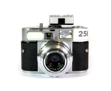 A Voigtlander Vitomatic II 35mm camera with 2.8/50 lens with Voigtlander top exposure meter.