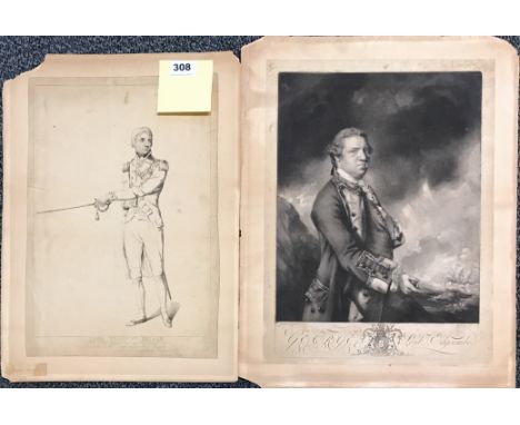 An unframed engraving of Lord Nelson by Thomas Teg 1802, together with an mezzotint of Lord Edgcumbe 1761.