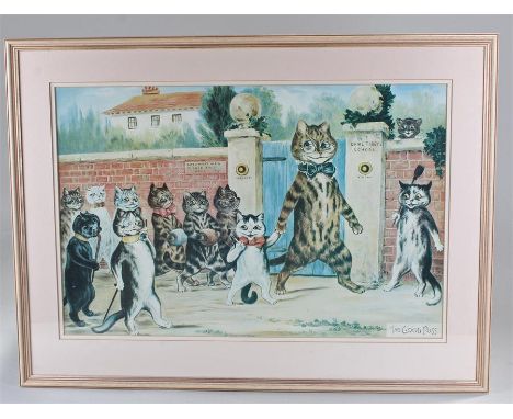 Louis Wain print depicting cats,The Good Puss, 60x39cm