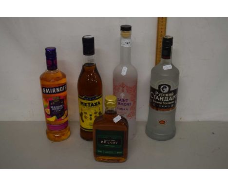 Five bottles of various Vodka and other spirits