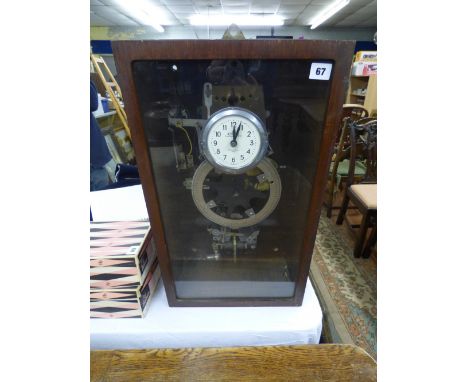 NATIONAL TIME RECORDER CO MACHINE IN MAHOGANY GLAZED CASE 