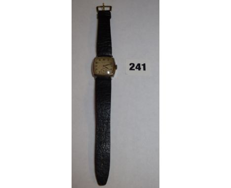 VINTAGE ROLEX STAINLESS CASED WATCH, BLUED HANDS AND SUB DIAL VERSO CASE 019168 ON A LEATHER STRAP 