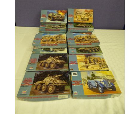 SIXTEEN HASEGAWA MINT AND BOXED 1/72 SCALE MODEL KITS GERMAN WWII TANKS AND ARMOURED ARTILLERY 