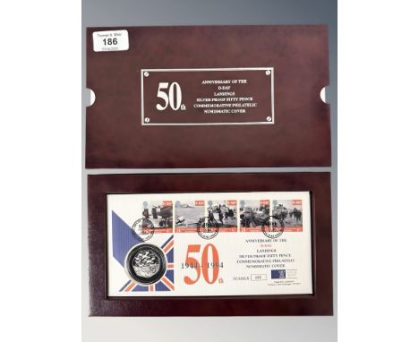 Royal Mint : 1994 United Kingdom Anniversary of The D-Day Landings Silver Proof Fifty Pence Commemorative Philatelic Numismat
