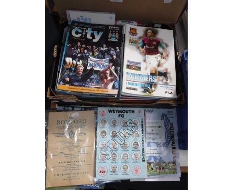 A COLLECTION OF FOOTBALL PROGRAMMES and ephemera including a 1974 Romford Programme and others