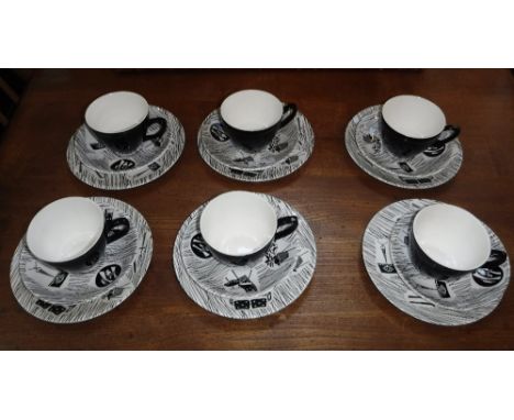 HOMEMAKER BY RIDGEWAY: A SET OF SIX CUPS SAUCERS AND PLATES