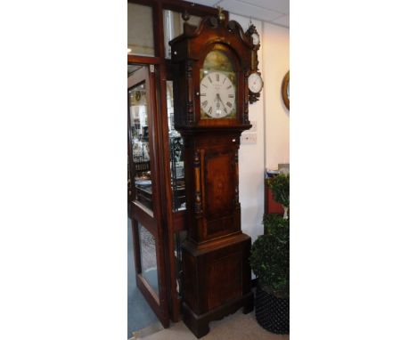 AN EARLY VICTORIAN OAK AND MAHOGANY LONGCASE CLOCK, the painted dial inscribed 'W. Northwood, Ranton' with thirty hour moveme