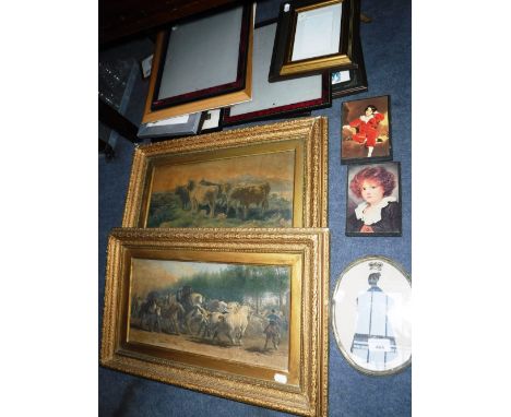 A 19TH CENTURY SILHOUETTE PORTRAIT OF A LADY and various other pictures and prints