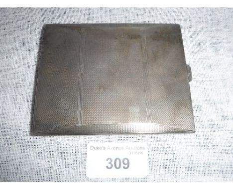 A SILVER ENGINE-TURNED CIGARETTE CASE